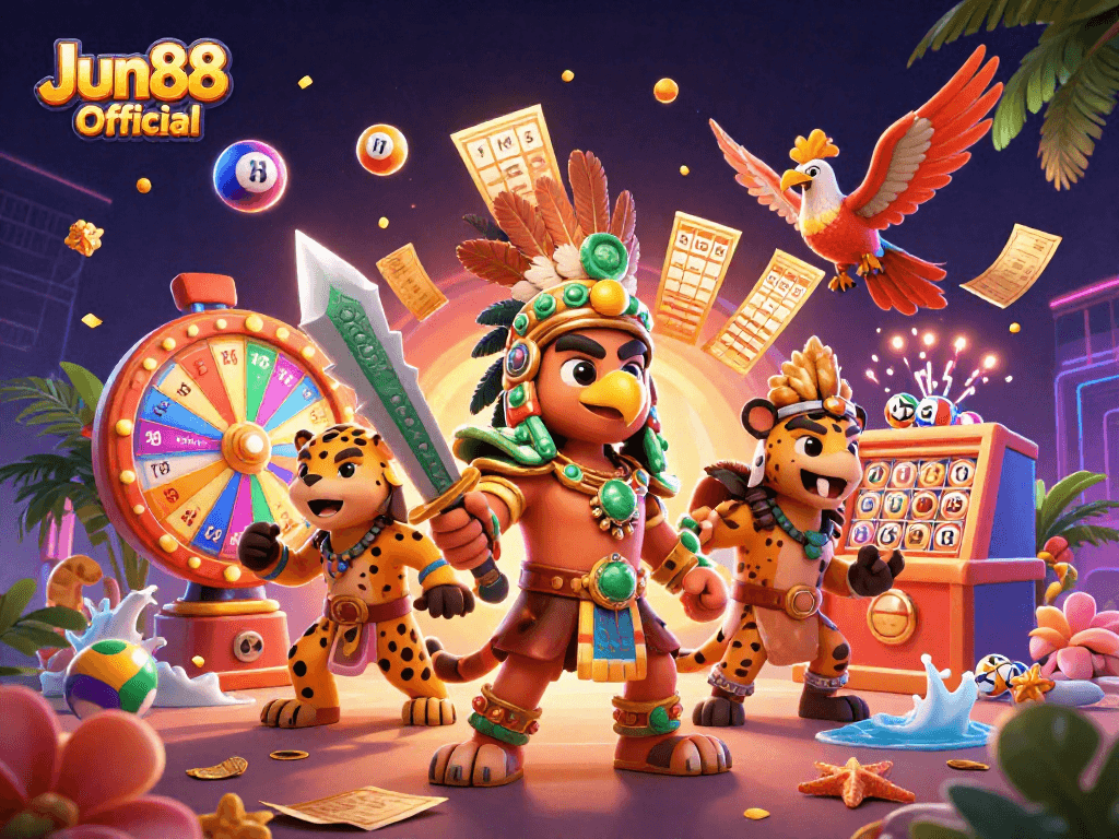 Engage with Jun88 Official to explore thrilling gambling adventures amidst vibrant casino elements.