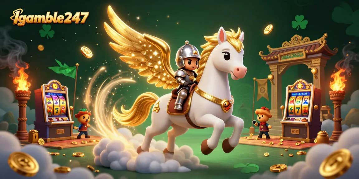 Igamble247 offers thrilling slots and jackpot opportunities in an enchanting 3D casino scene.