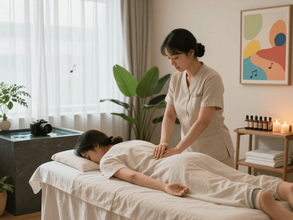 Indulge in an 인천출장마사지 at a serene wellness center with essential oils and calming ambiance.