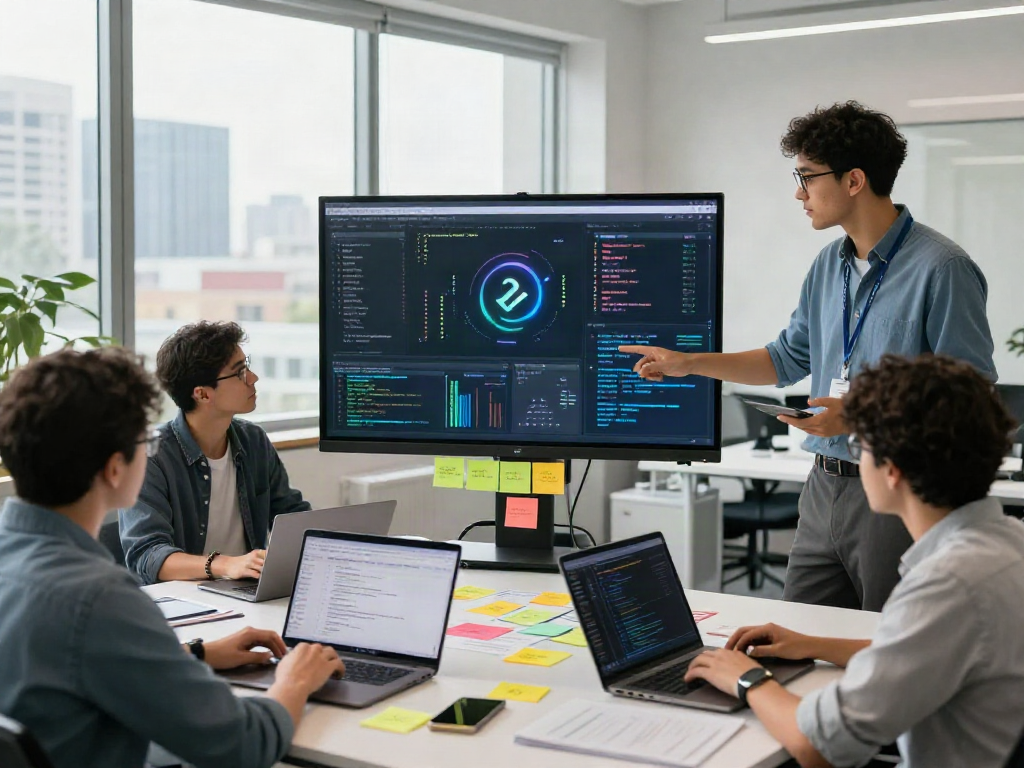 Team discussing what are AI tokens in a modern office environment.