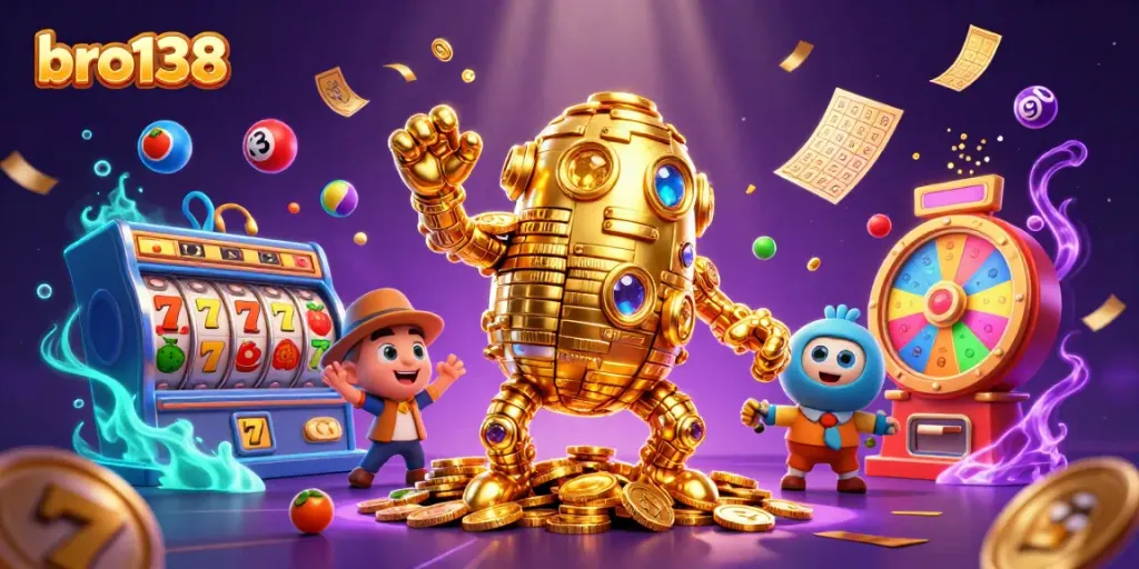 Engage in exciting gameplay with bro138's golden golem and dynamic lottery elements.
