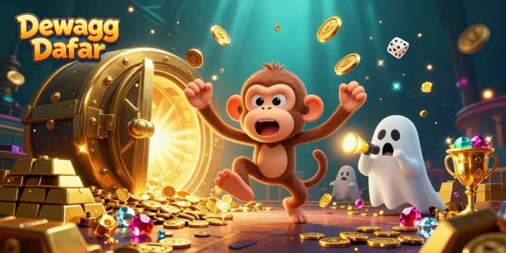 Win big with Dewagg Daftar in this enchanting casino scene filled with treasures.