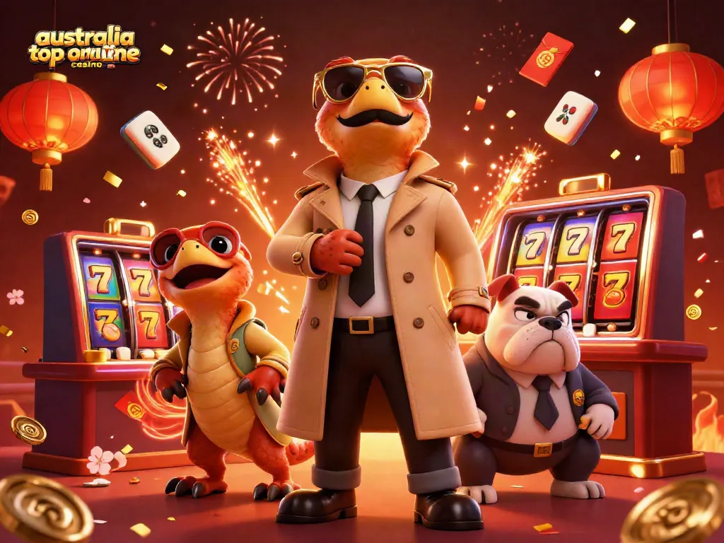 Experience the fun at the australia top online casino with raptors entering a VIP lounge.