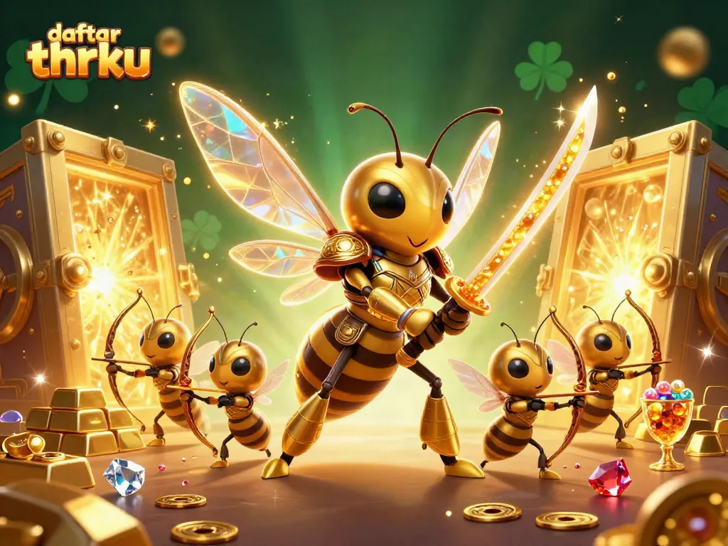 Experience exhilarating gameplay on daftar thrku with a vibrant 3D casino scene filled with treasures.