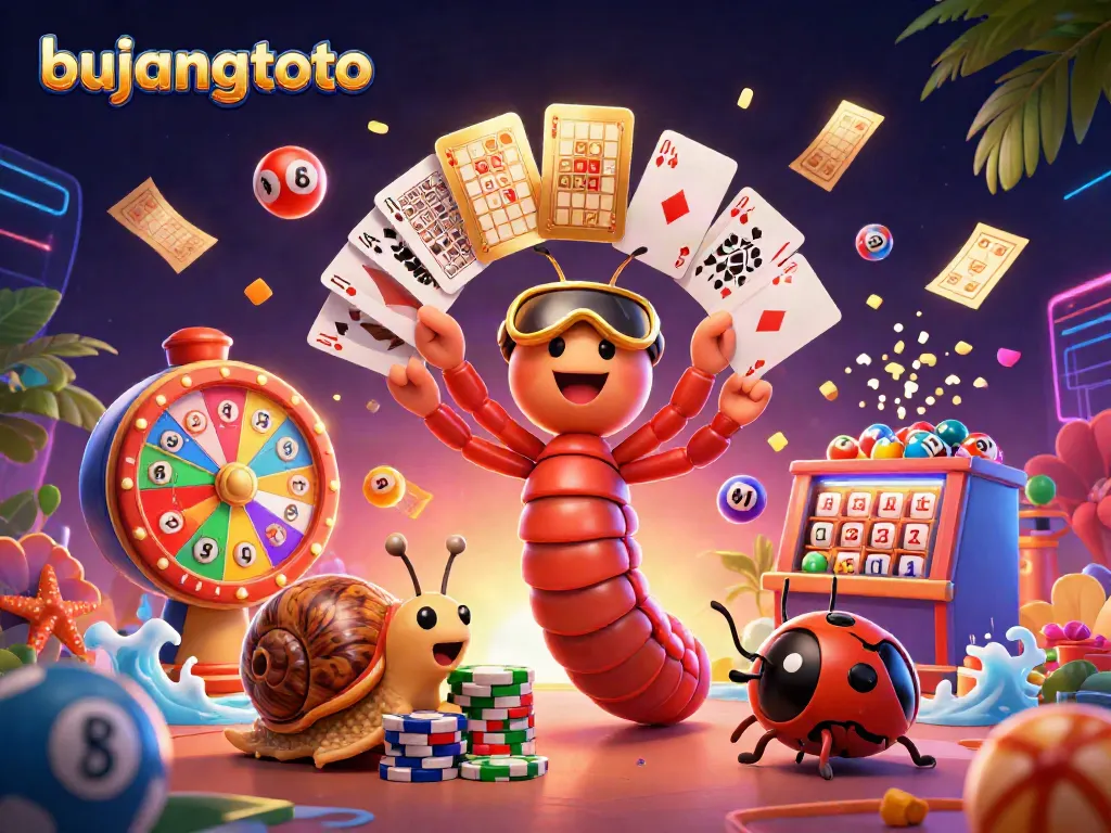 Engaging scene with bujangtoto's cartoon dealer, snail player, and excitement of online games