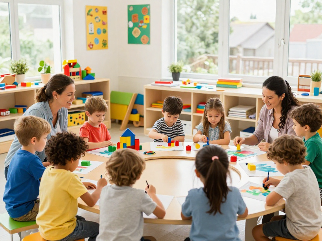 Best international preschool Singapore children exploring learning activities in a joyful classroom.