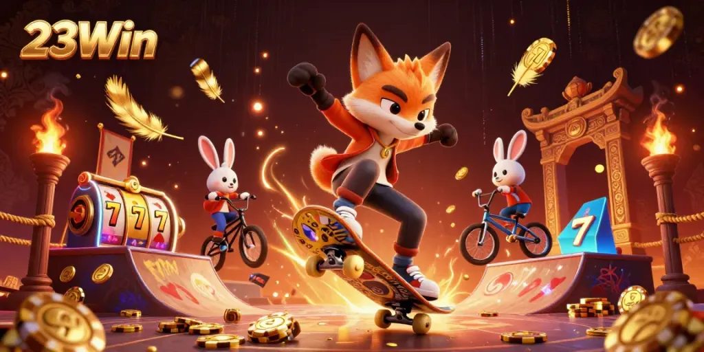 Engage in thrilling gaming experiences at 23Win, featuring dynamic action and casino elements.
