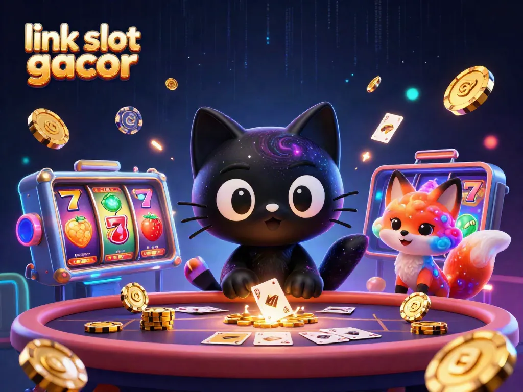 Experience the excitement of link slot gacor with vibrant cosmic characters at a digital casino table, capturing thrilling gameplay.