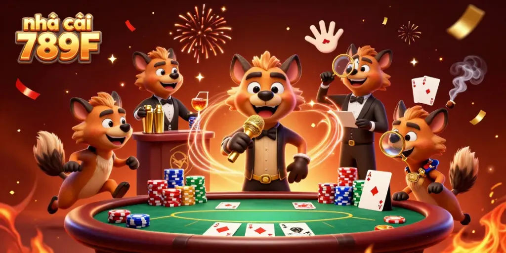 Experience the excitement of nhà cái 789F with vibrant hyenas in a comedy casino scene!