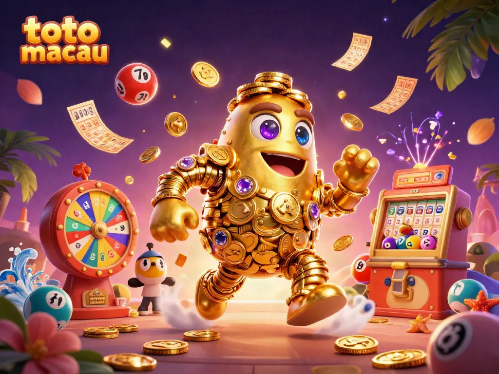 Engage with exciting lottery action on toto macau featuring a golden golem and vibrant elements.