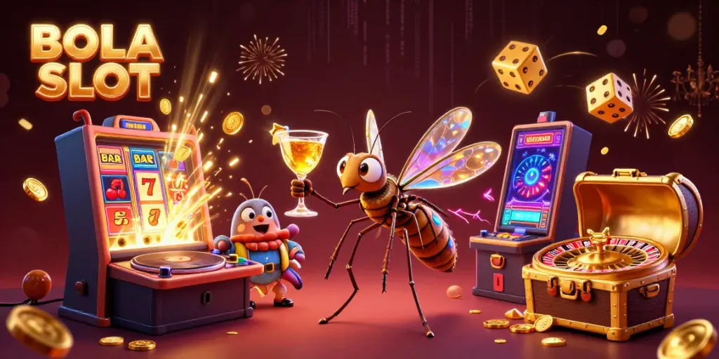 Experience unparalleled excitement at BOLA SLOT with a vibrant casino scene showcasing thrilling gaming action.