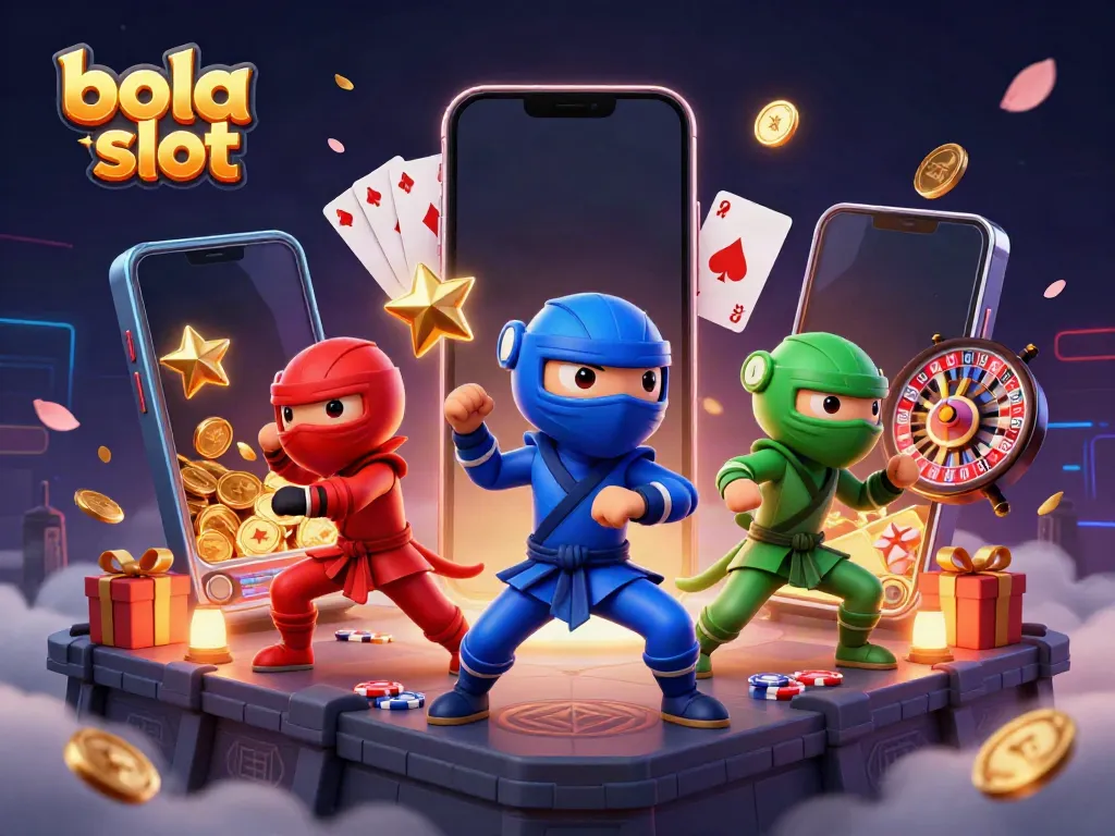 Experience thrilling action in a vibrant bola slot scene with ninja chameleons and dynamic gaming elements.