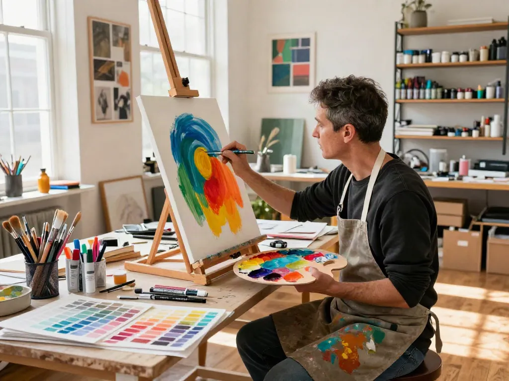 Marker pen supplier showcasing vibrant colors and artistic tools in a creative workspace.