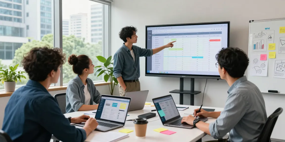 Startup team engaged in collaborative MVP development service in modern office.