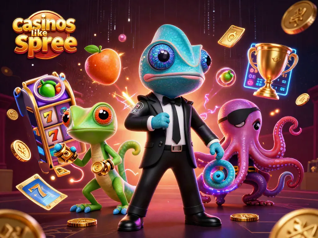 Experience thrilling gameplay and bonuses at top casinos like spree with vibrant slot machines and characters.