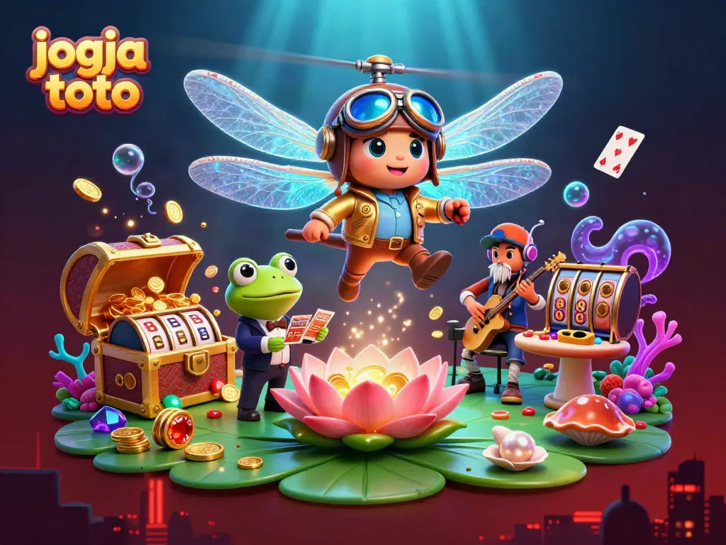 Engage in thrilling gameplay at jogja toto with lively characters and casino elements in a vibrant setting.