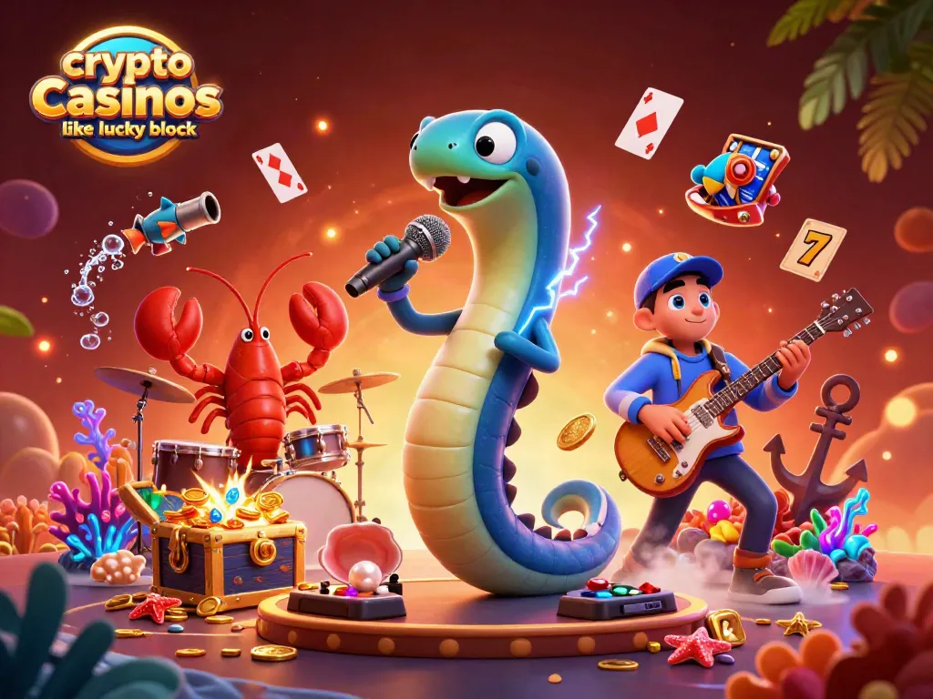 Experience thrilling action at crypto casinos like Lucky Block with vibrant casino-themed underwater scene.