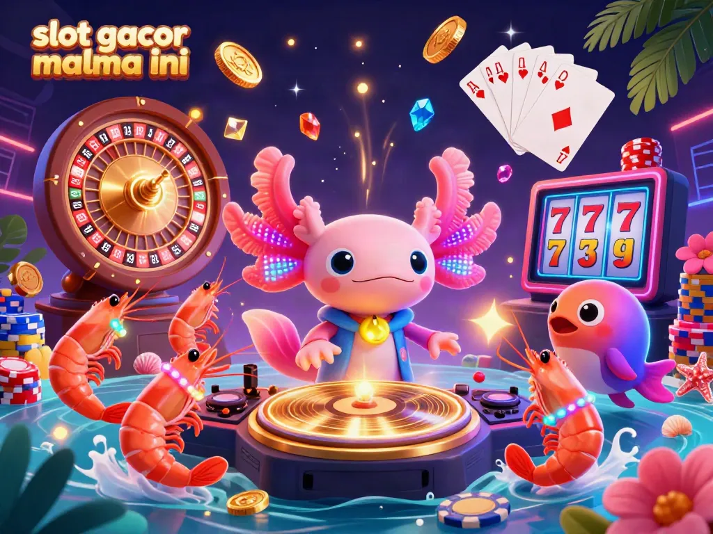 Engage in exhilarating gameplay with slot gacor malma ini, featuring a lively axolotl DJ and dazzling casino elements.