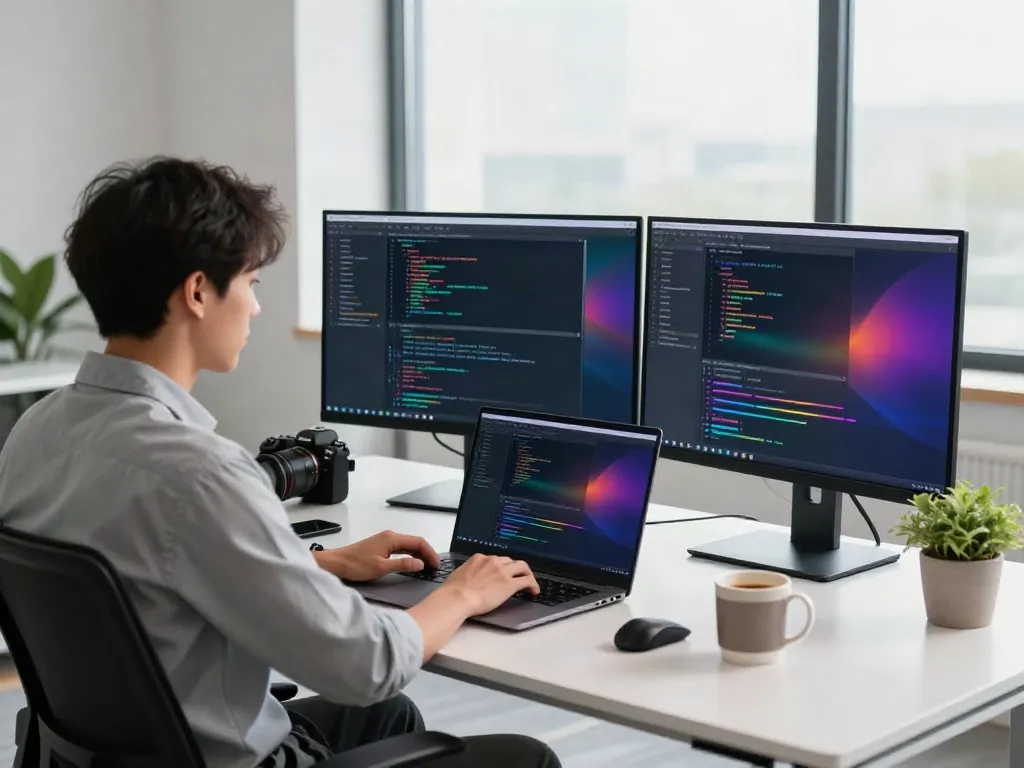 v2rayN官网 software development workspace with coder and tech tools