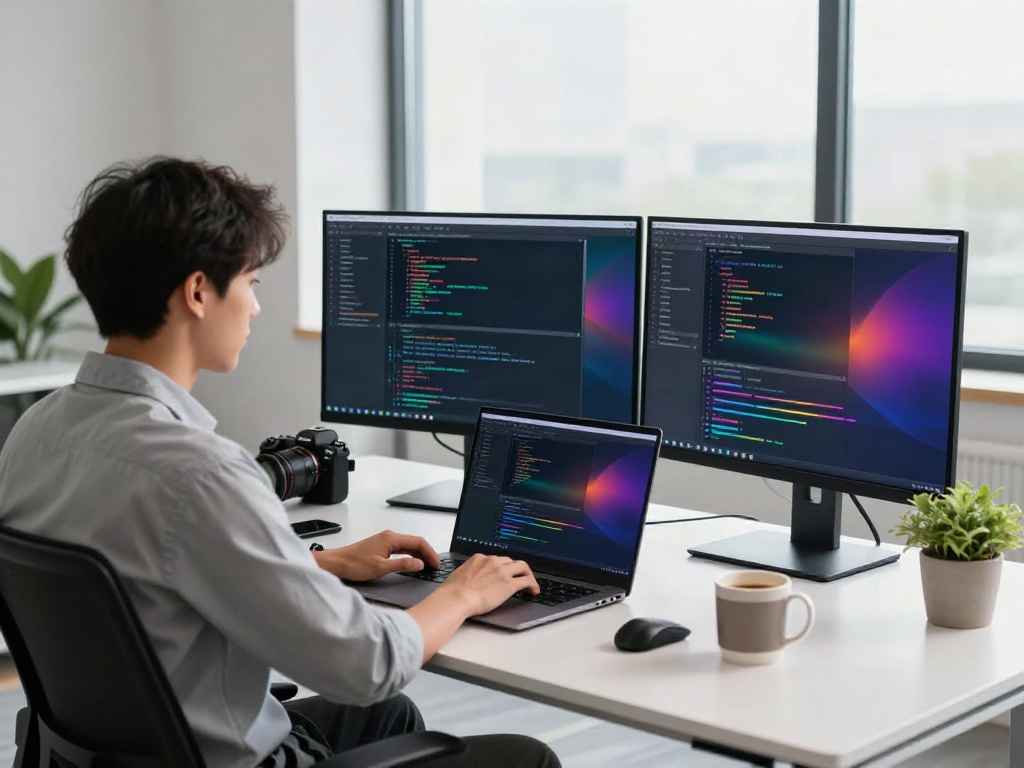 v2rayN官网 software development workspace with coder and tech tools