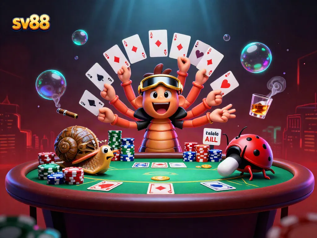 sv88 offers a thrilling gambling experience as players enjoy a vibrant casino scene with dynamic characters.
