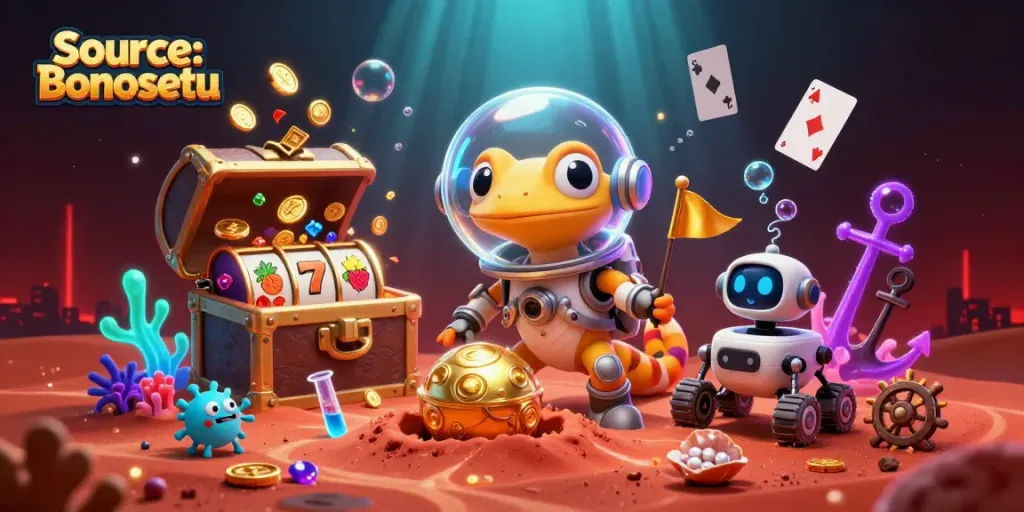 Engage in dynamic gameplay with Source: Bonusetu, showcasing colorful casino elements and Martian excitement.