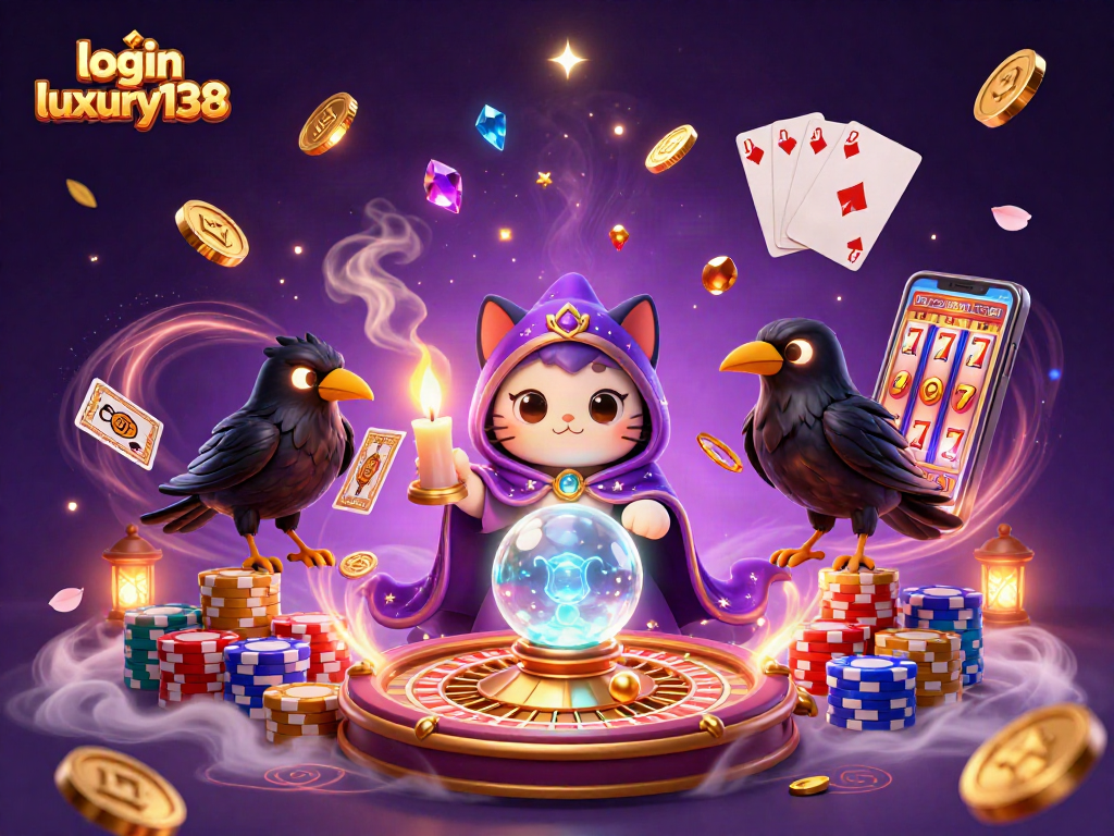Mainkan slot di login luxury138 dengan kucing mistik dan simbol keberuntungan yang berkilau