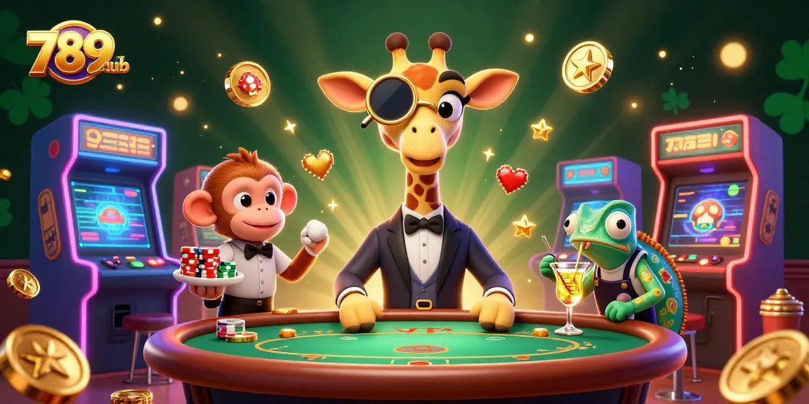 Spin and win with 789club's vibrant casino scene showcasing a high-roller giraffe and rich gaming elements.