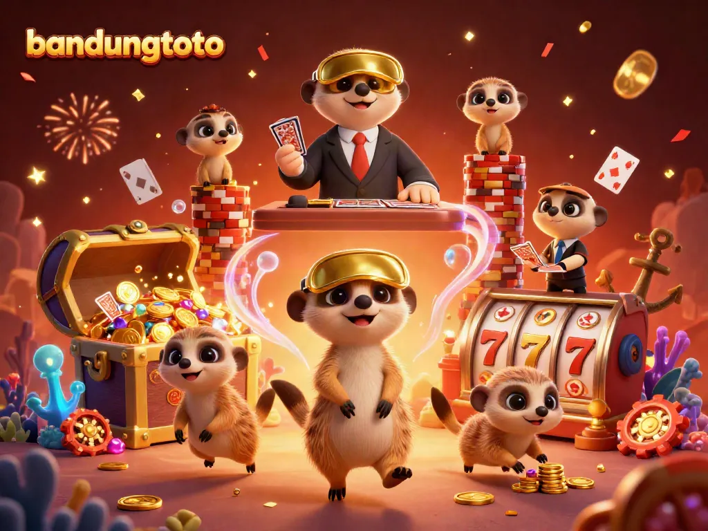 Experience the vibrant energy of bandungtoto with meerkats managing a colorful casino dynamic.