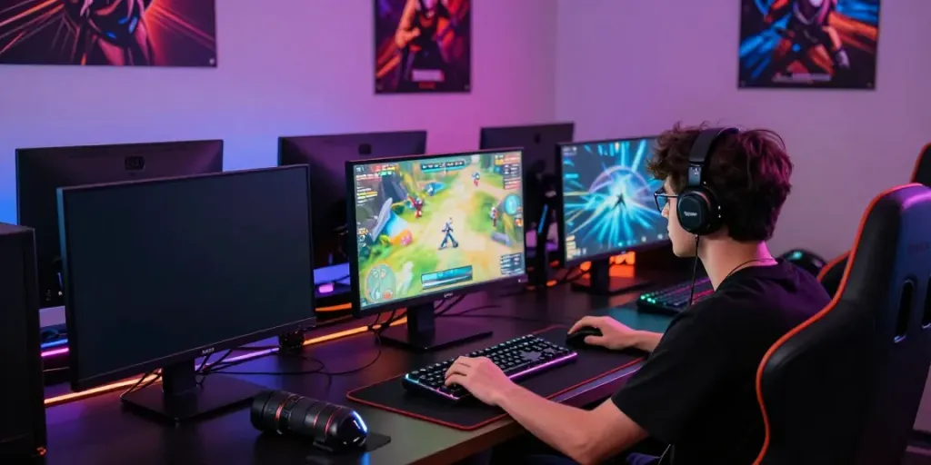 Engaging in exciting game online session with vibrant visuals.